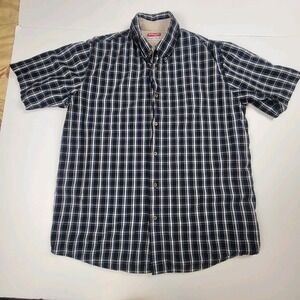 Wrangler Authentics Men's Short Sleeve Classic Plaid Button Up Shirt Size Medium